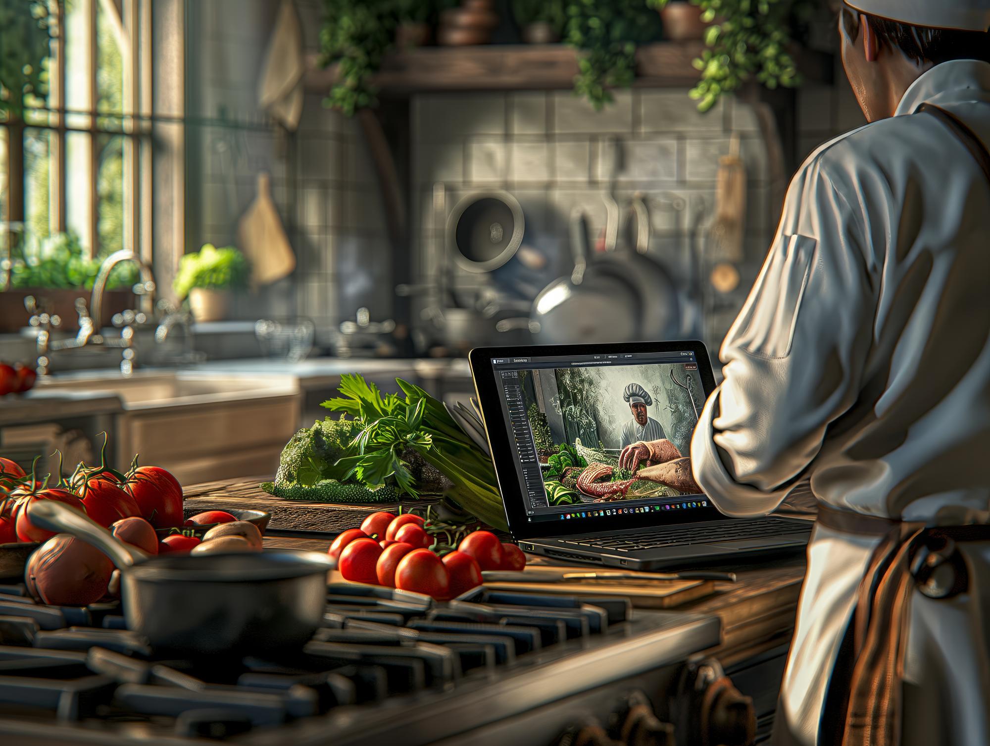 Studio cucina con ingredienti freschi
